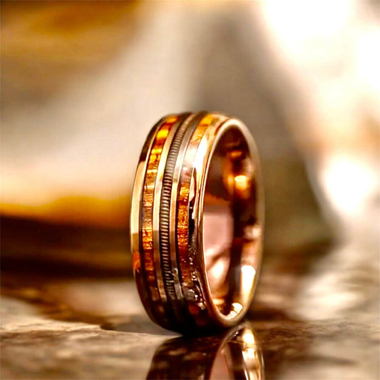 Goldener Ring mit Gitarrenseite - CrystalScents