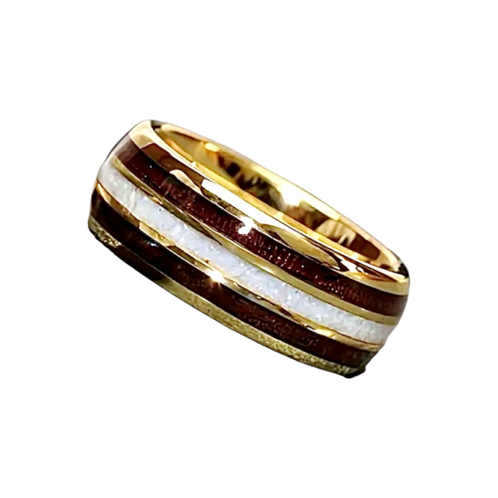Goldener Ring mit Holzmaserung - CrystalScents