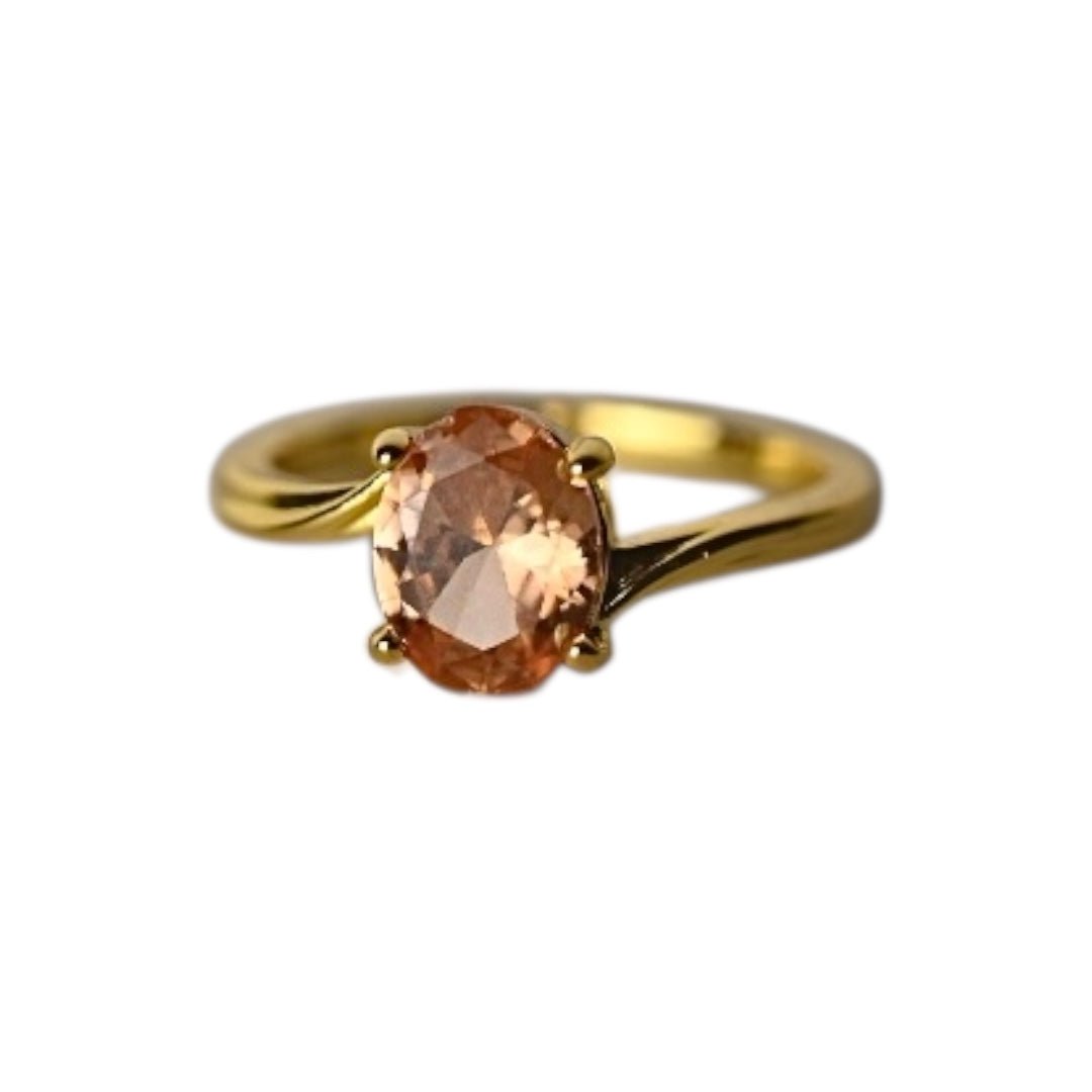 Goldener Ring mit orangem Zirkonia - CrystalScents