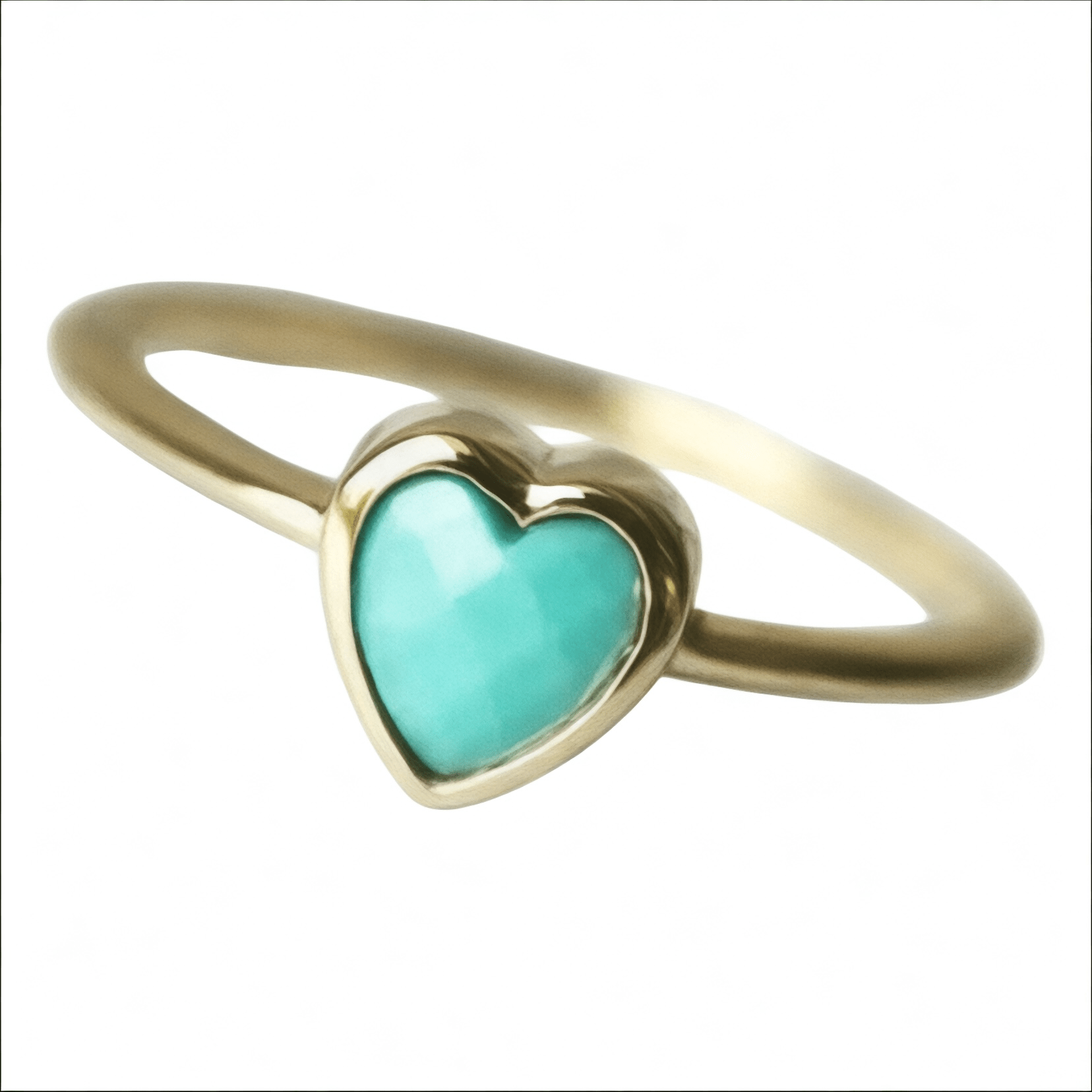 Goldener Ring mit türkisem Herz - CrystalScents
