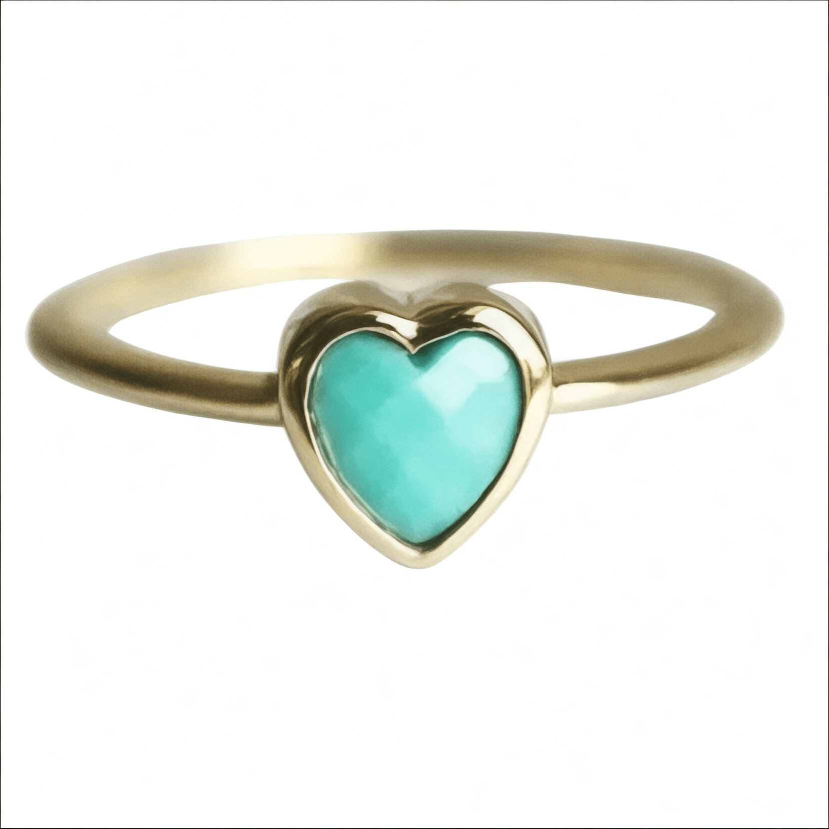 Goldener Ring mit türkisem Herz - CrystalScents