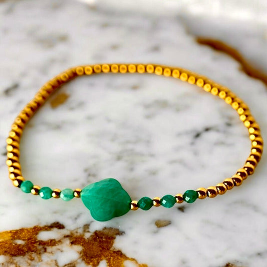Goldenes Armband mit Amazonit Blüte - CrystalScents