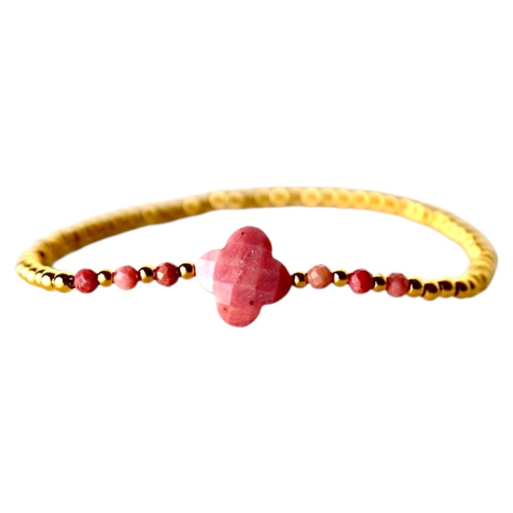 Goldenes Armband mit Rodonit Blüte - CrystalScents