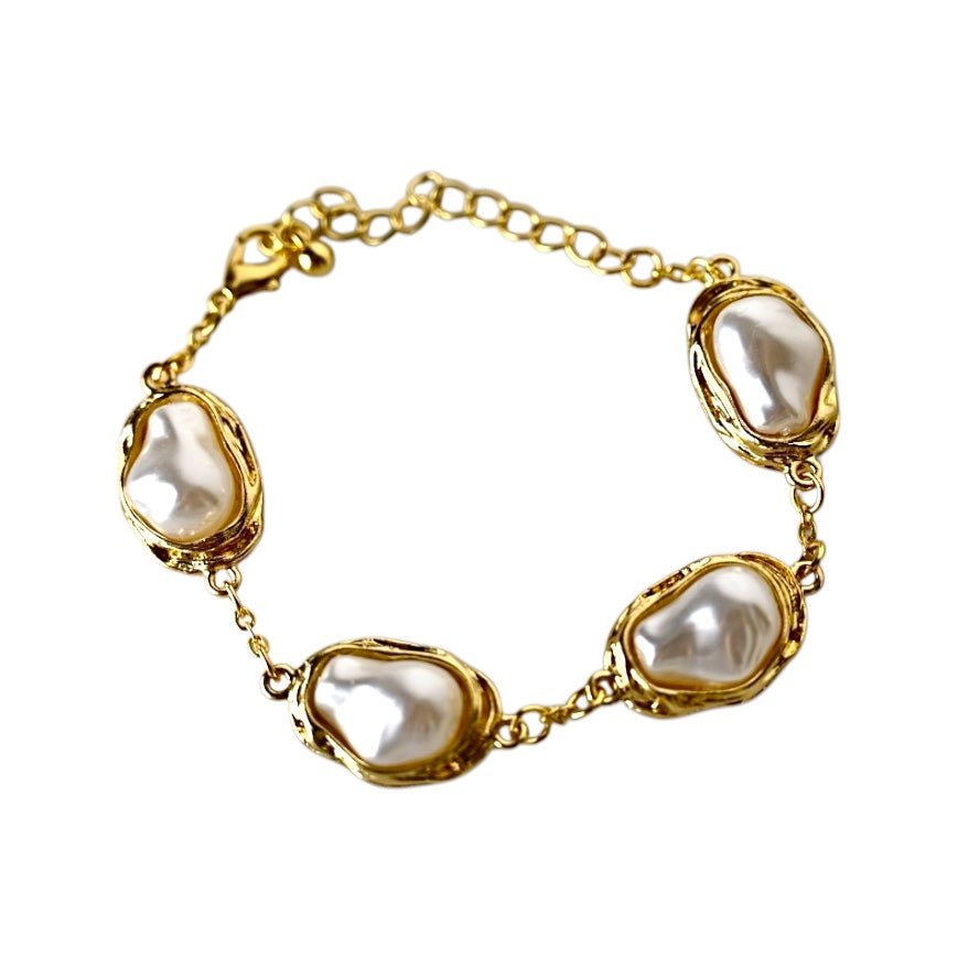 Goldenes Armband mit weißen Perlen - CrystalScents