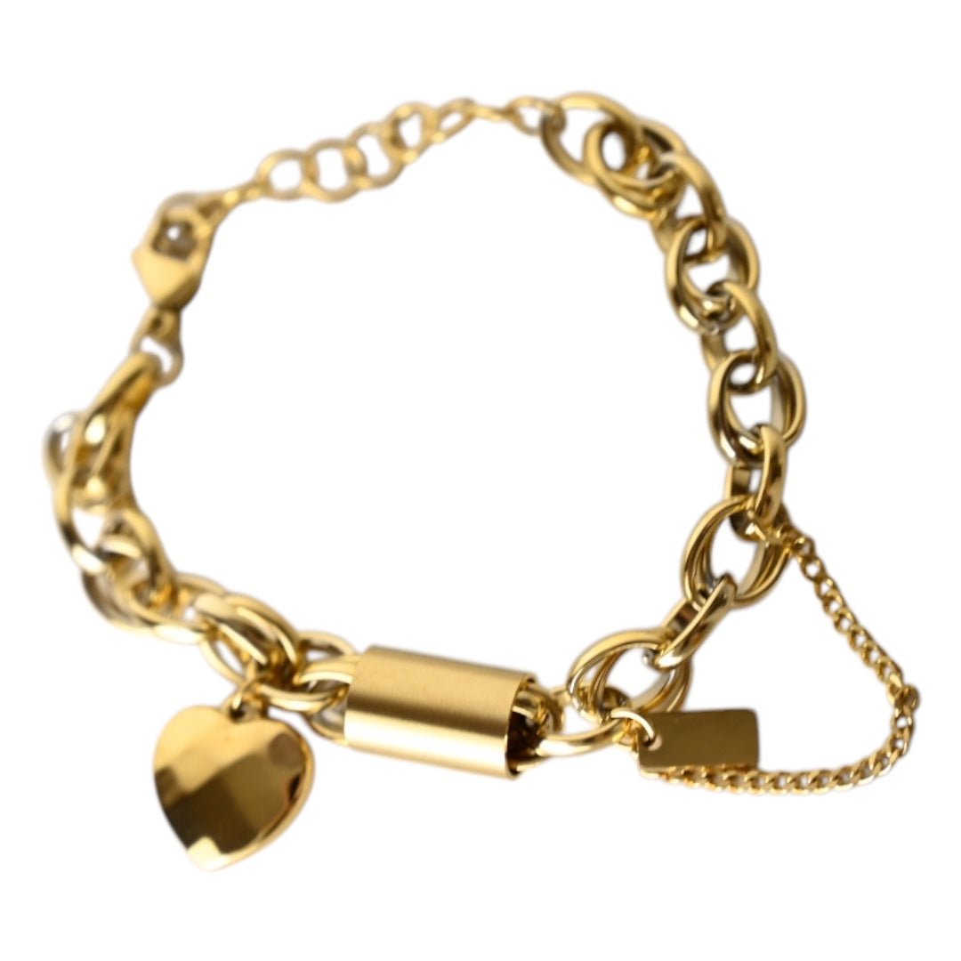 Goldenes grobes Armband mit Herz - CrystalScents