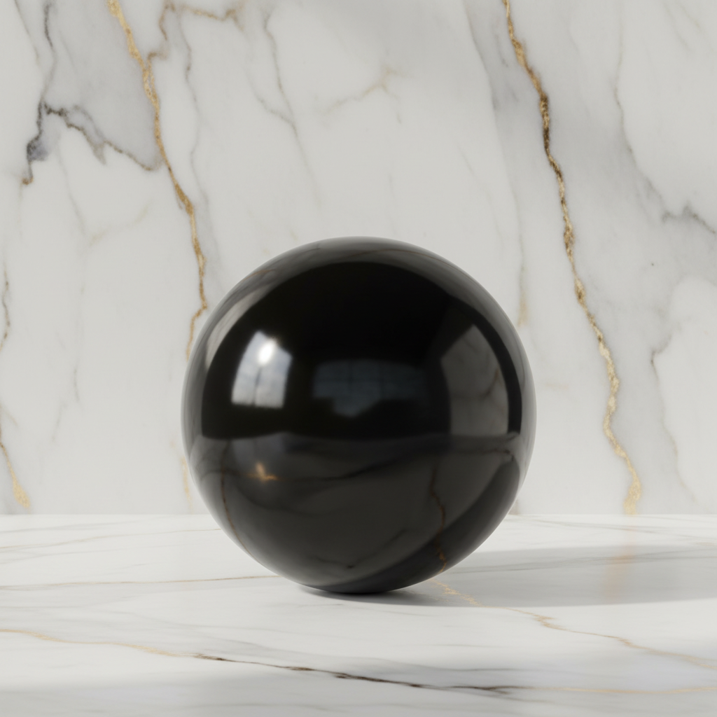 Große Obsidian Kugel - Frontal natürlich