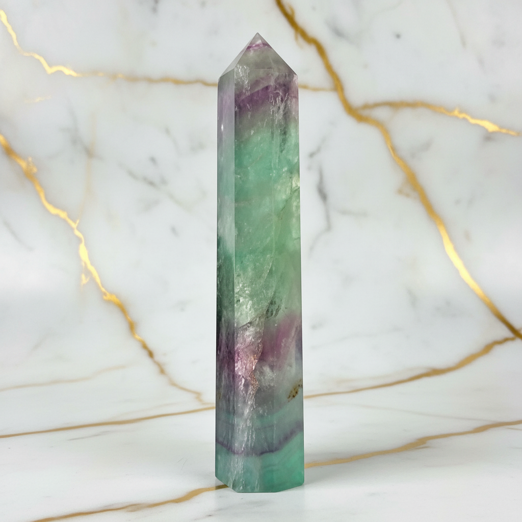 Großer Fluorit Obelisk Marmor 2