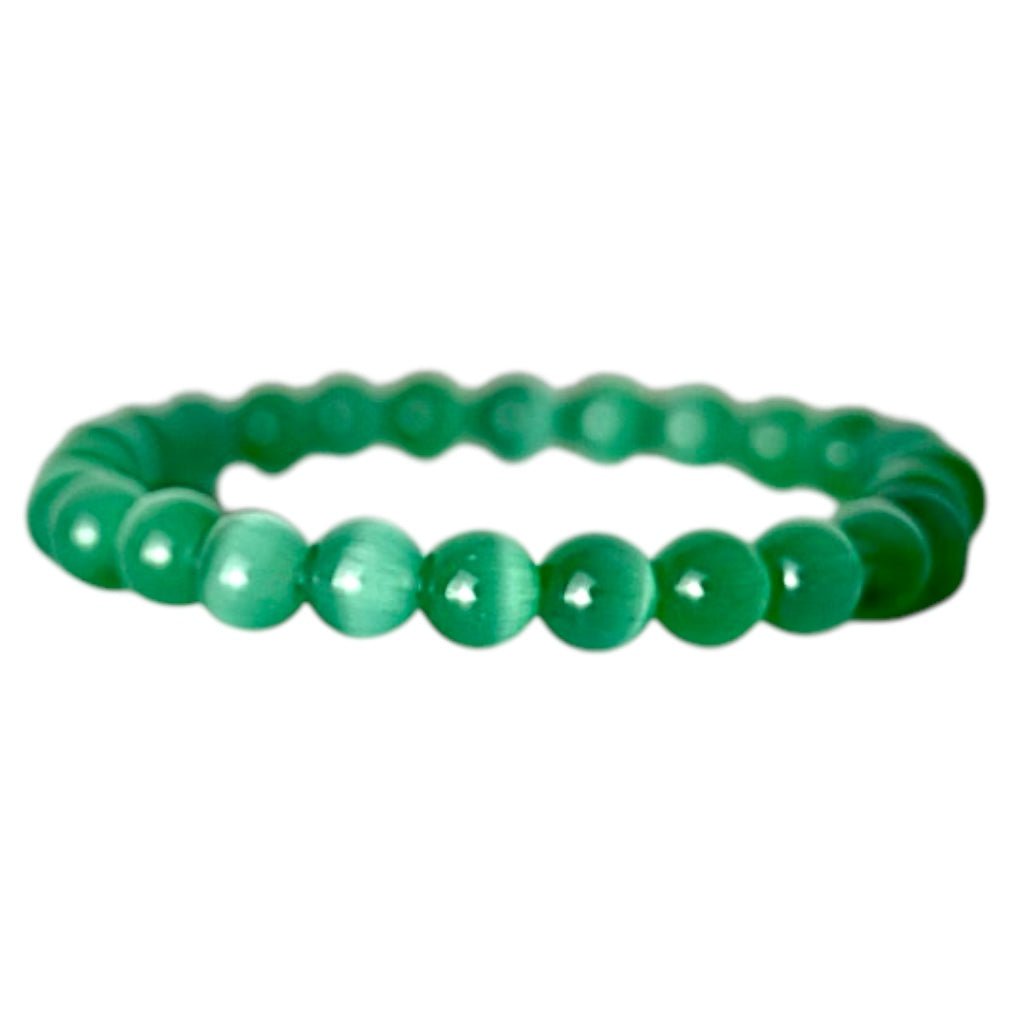 Grünes Katzenauge Kugelarmband - CrystalScents