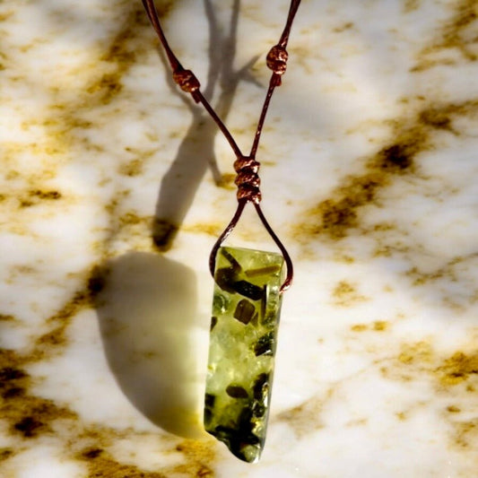 Halskette mit länglichem Moosachat - CrystalScents