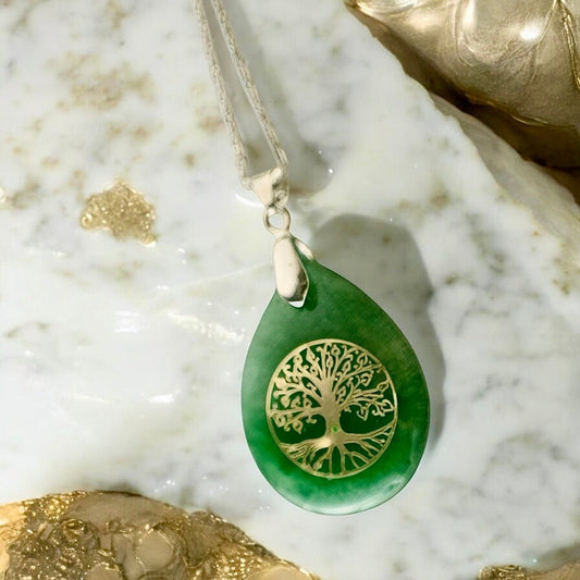 Halskette mit tropfenförmigen Aventurin „Baum des Lebens“ - CrystalScents