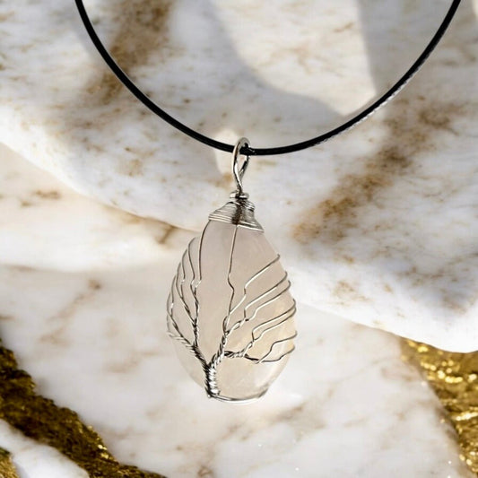 Halskette mit tropfenförmigen Bergkristall, Silber - CrystalScents