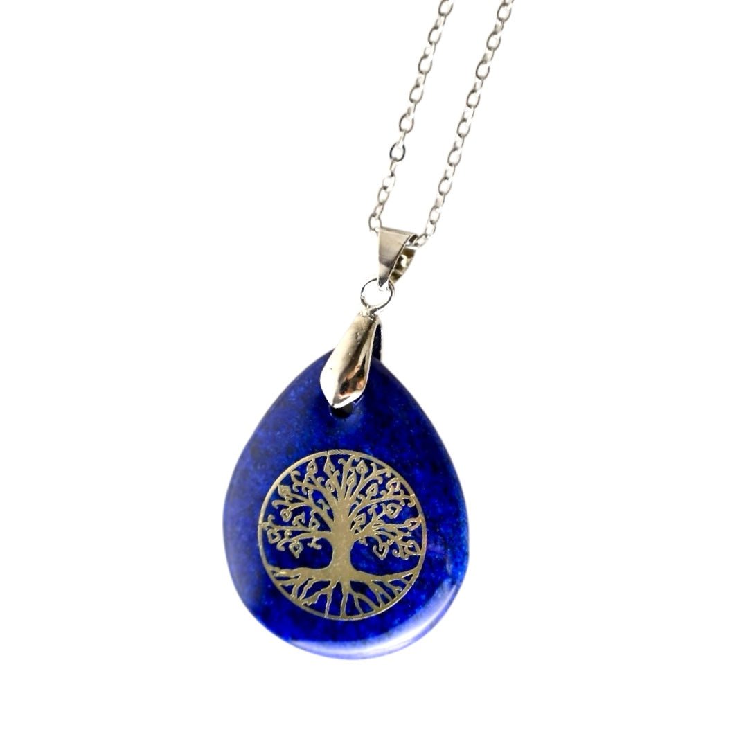 Halskette mit tropfenförmigen Lapislazuli „Baum des Lebens“ - CrystalScents
