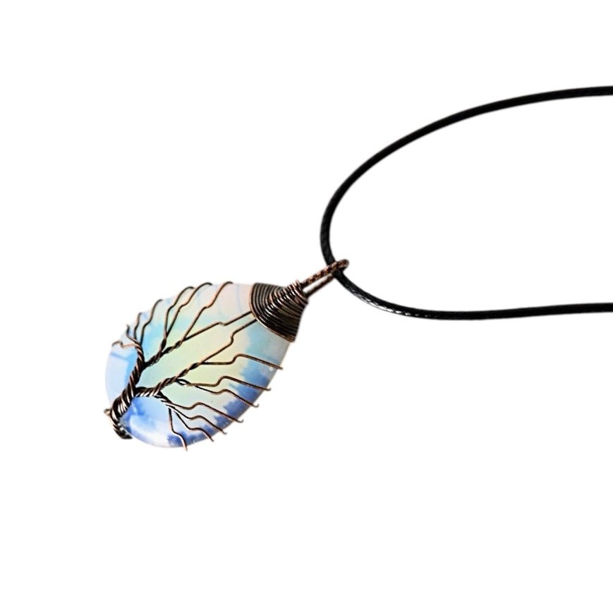 Halskette mit tropfenförmigen Opalit und Kupfer - CrystalScents
