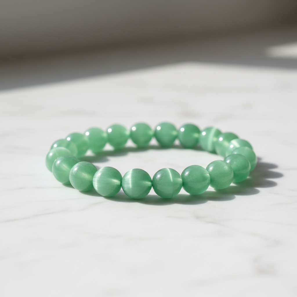 Hellgrünes Katzenauge-Armband Hauptansicht