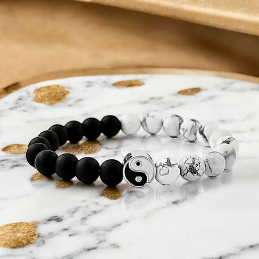 Howlit Vulkanstein Armband Yin und Yang - CrystalScents