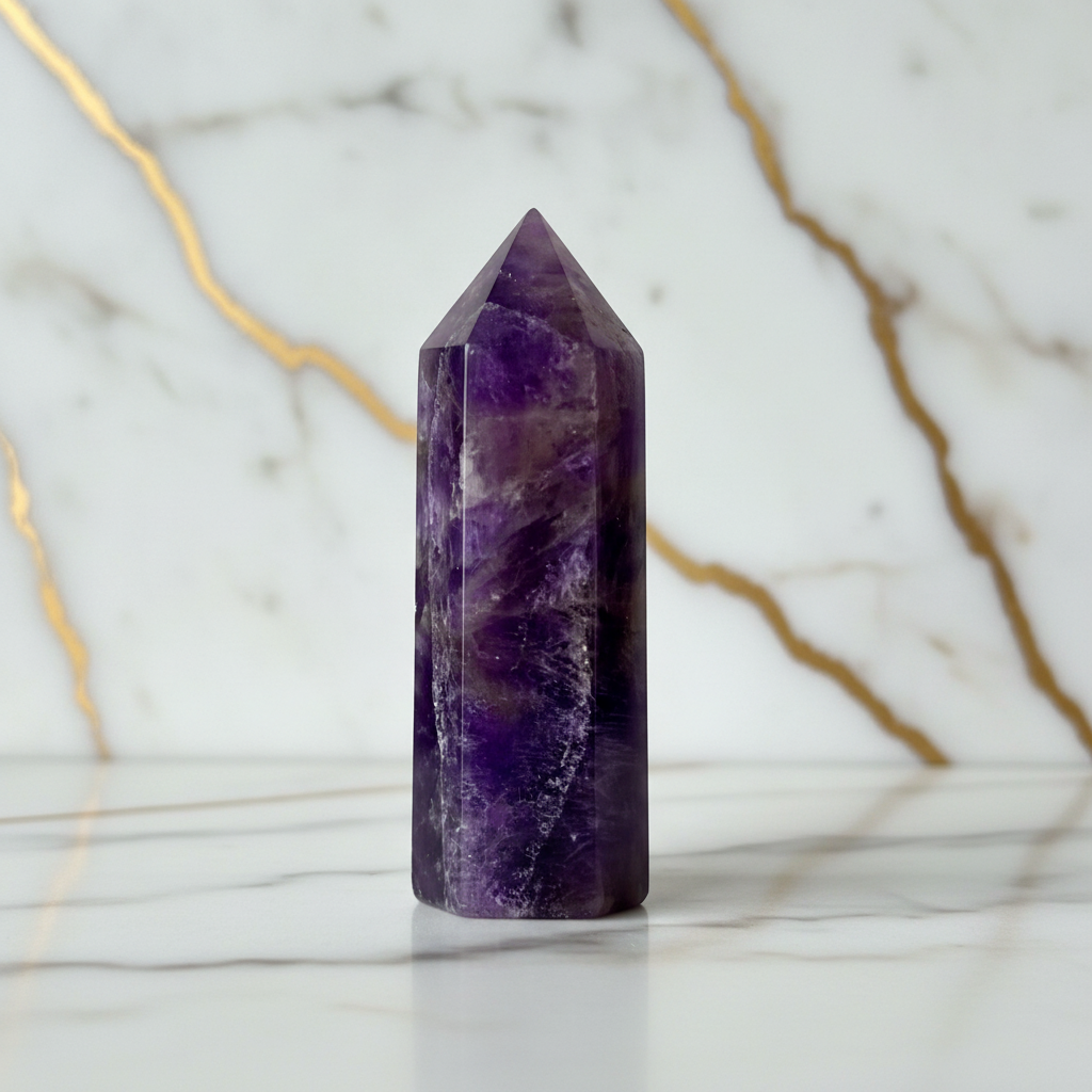 Kleiner Amethyst Obelisk Marmor 2