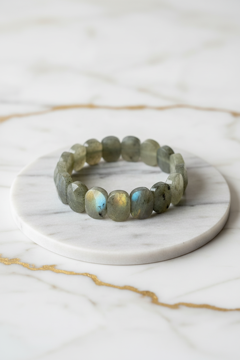 Labradorit Armband Marmorplatte