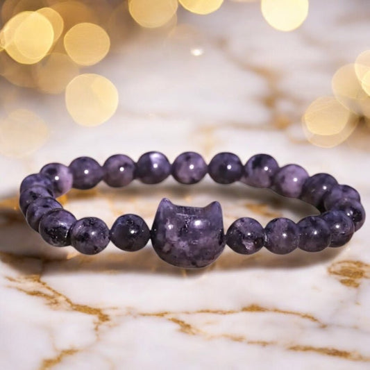 Labradorit Kugelarmband mit Katze - CrystalScents