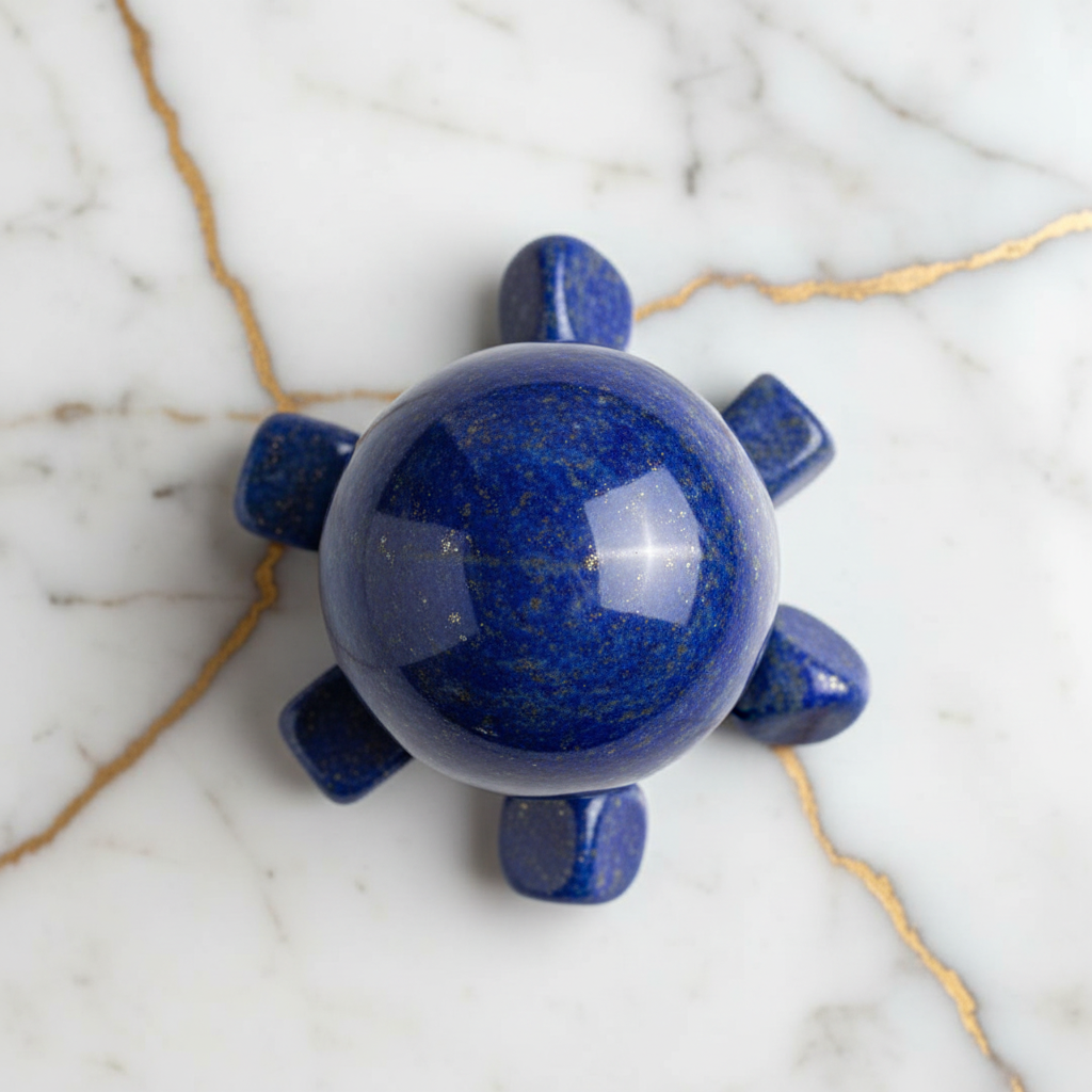 Lapis lazuli sphere with tumbled stones marble v2