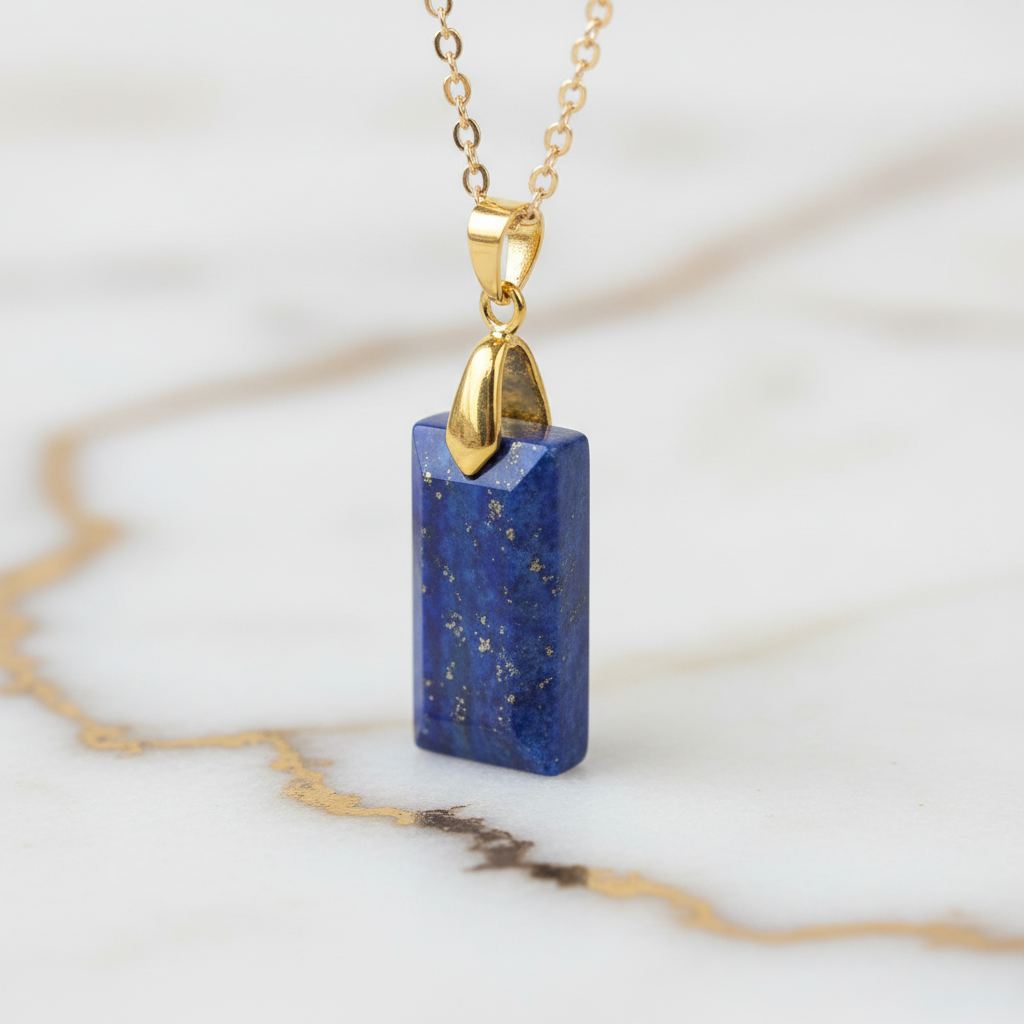 Lapislazuli Anhänger - Pyrit Makro