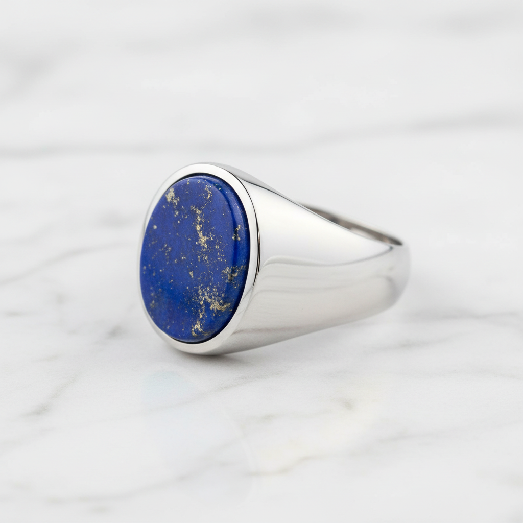 Lapislazuli-Ring Gold auf Marmor - Bild 2