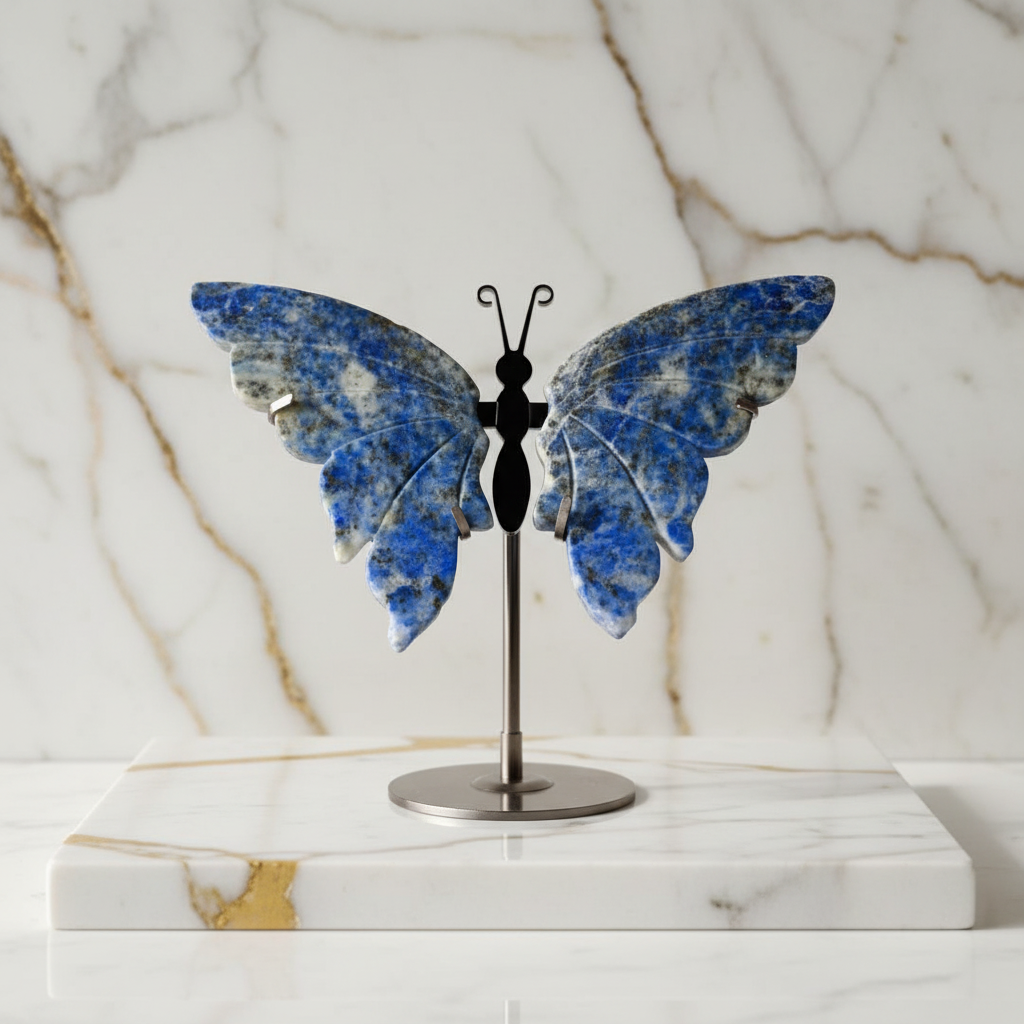 Lapislazuli-Schmetterling auf Marmor 3