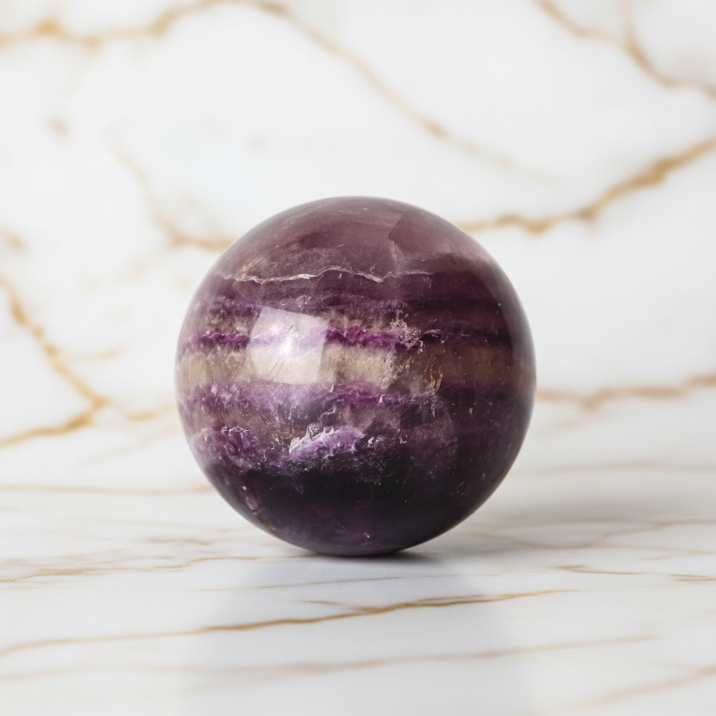 Lila Fluorit Kugel Marmor 4