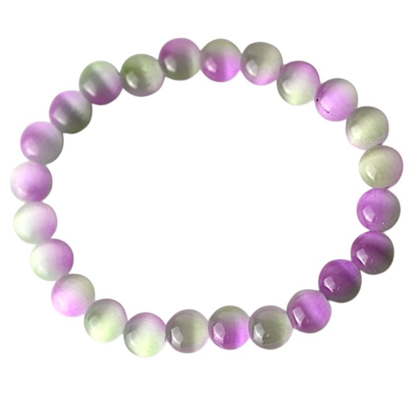 Lila grünes Katzenauge Kugelarmband - CrystalScents