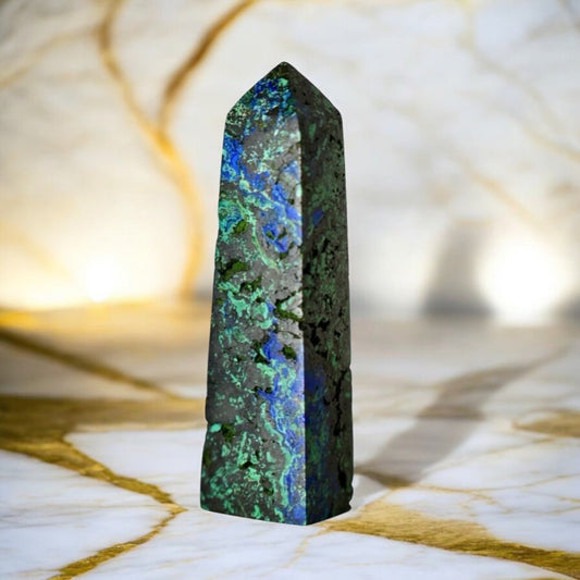 Malachit Azurit Obelisk - CrystalScents