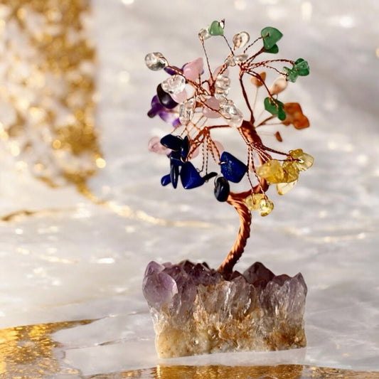 Mehrfarbiger Baum auf Amethystdruse - CrystalScents