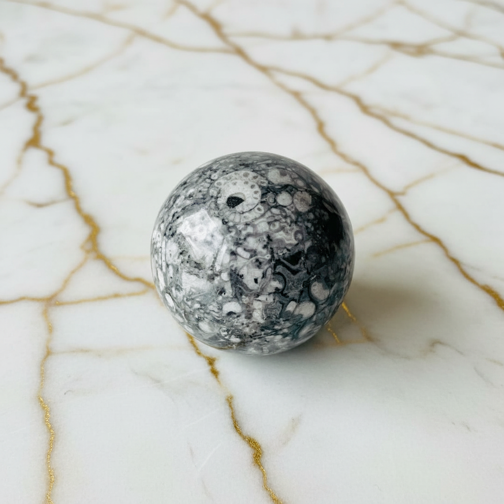 Muschel Jaspis Kugel Marmor 6