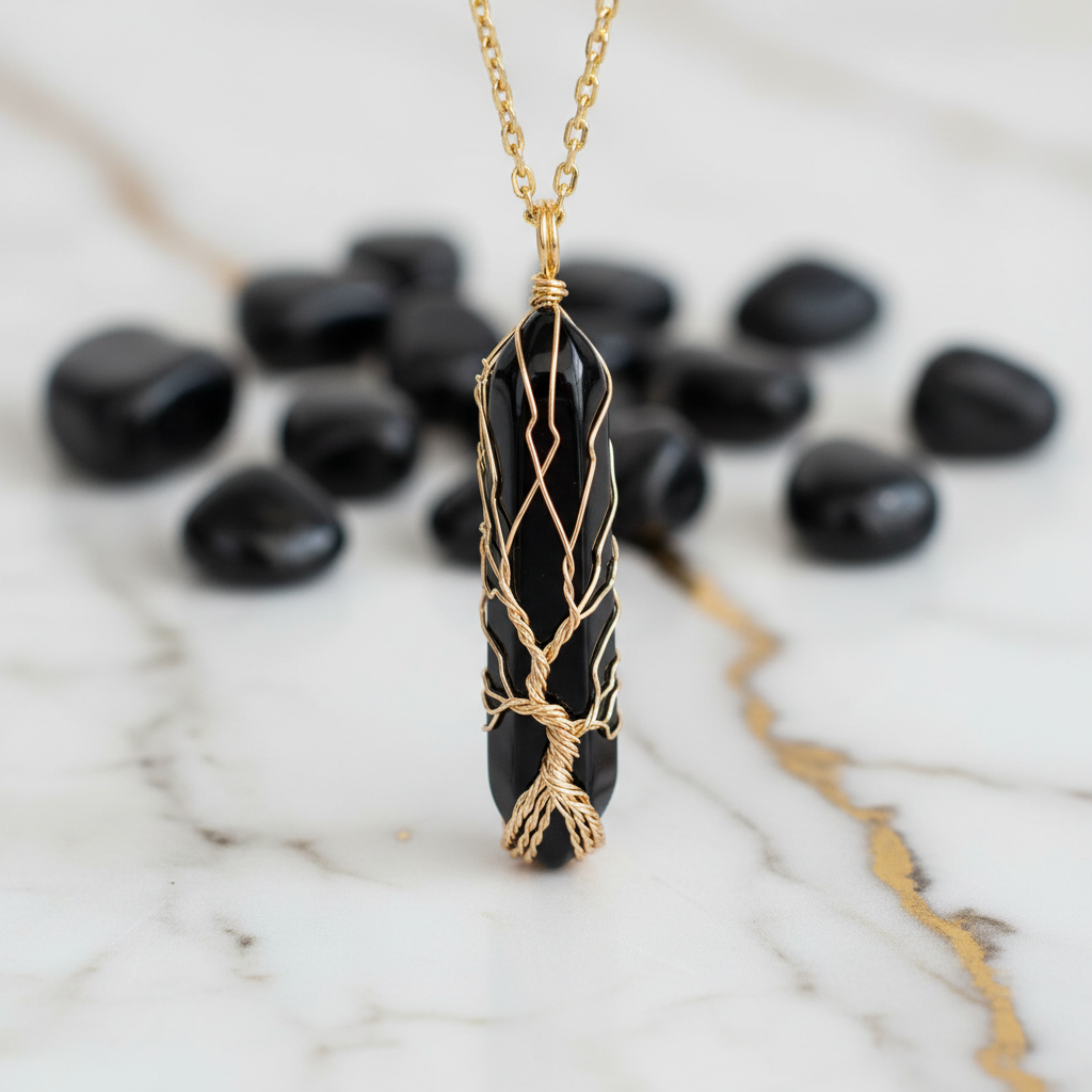 Obsidian Gold mit Trommelsteinen
