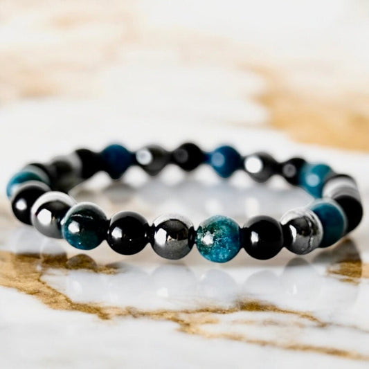 Obsidian, Hämatit & Blaues Tigerauge Armband - CrystalScents