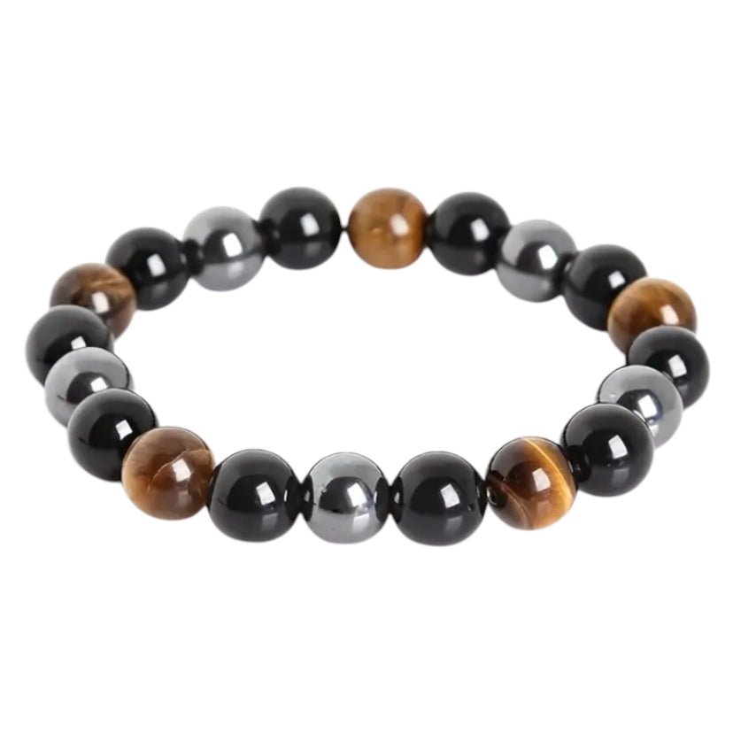 Obsidian, Hämatit & Tigerauge Armband - CrystalScents