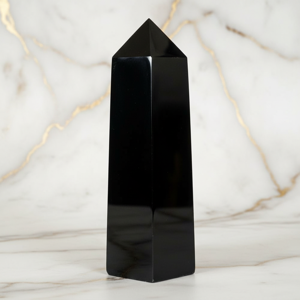Obsidian Obelisk - Nahaufnahme auf Marmor