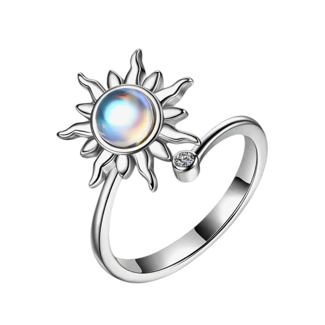 Offener Ring mit drehbarer Sonne Silber - CrystalScents