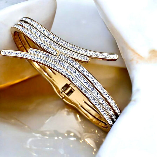 Offenes geschwungenes Armband Gold - CrystalScents