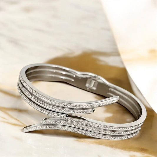 Offenes geschwungenes Armband Silber - CrystalScents