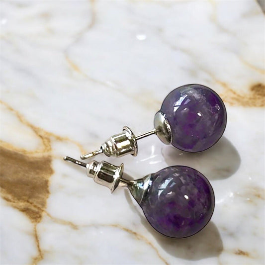 Ohrringe mit Amethyst - Kugel - CrystalScents
