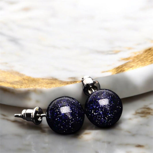 Ohrringe mit Blaufluss - Kugel - CrystalScents