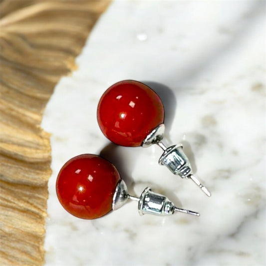Ohrringe mit roter Jaspis - Kugel - CrystalScents