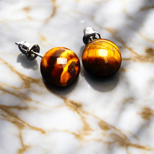 Ohrringe mit Tigerauge - Kugel - CrystalScents