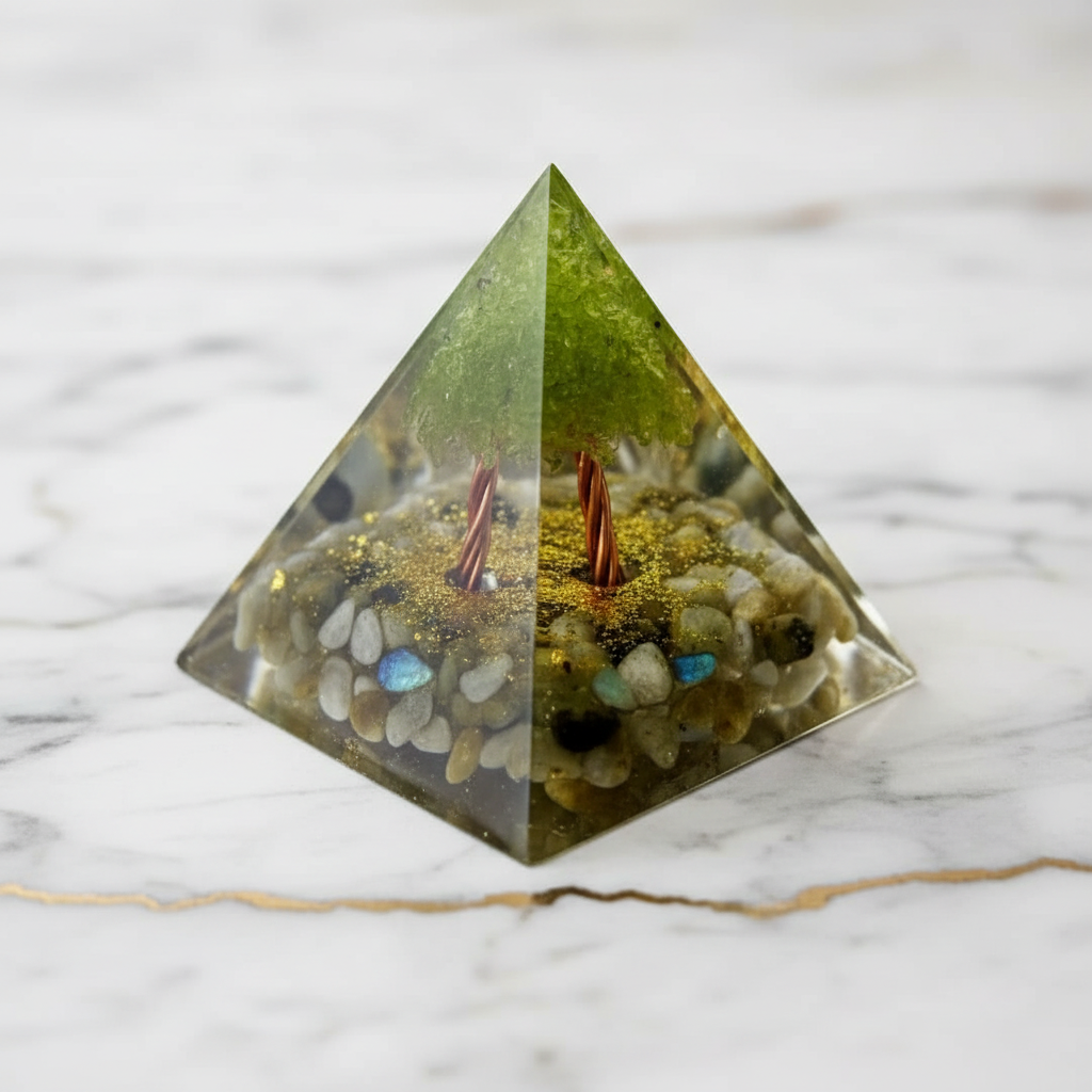 Orgonit Pyramide Labradorit - Leuchtender Baum CrystalScents