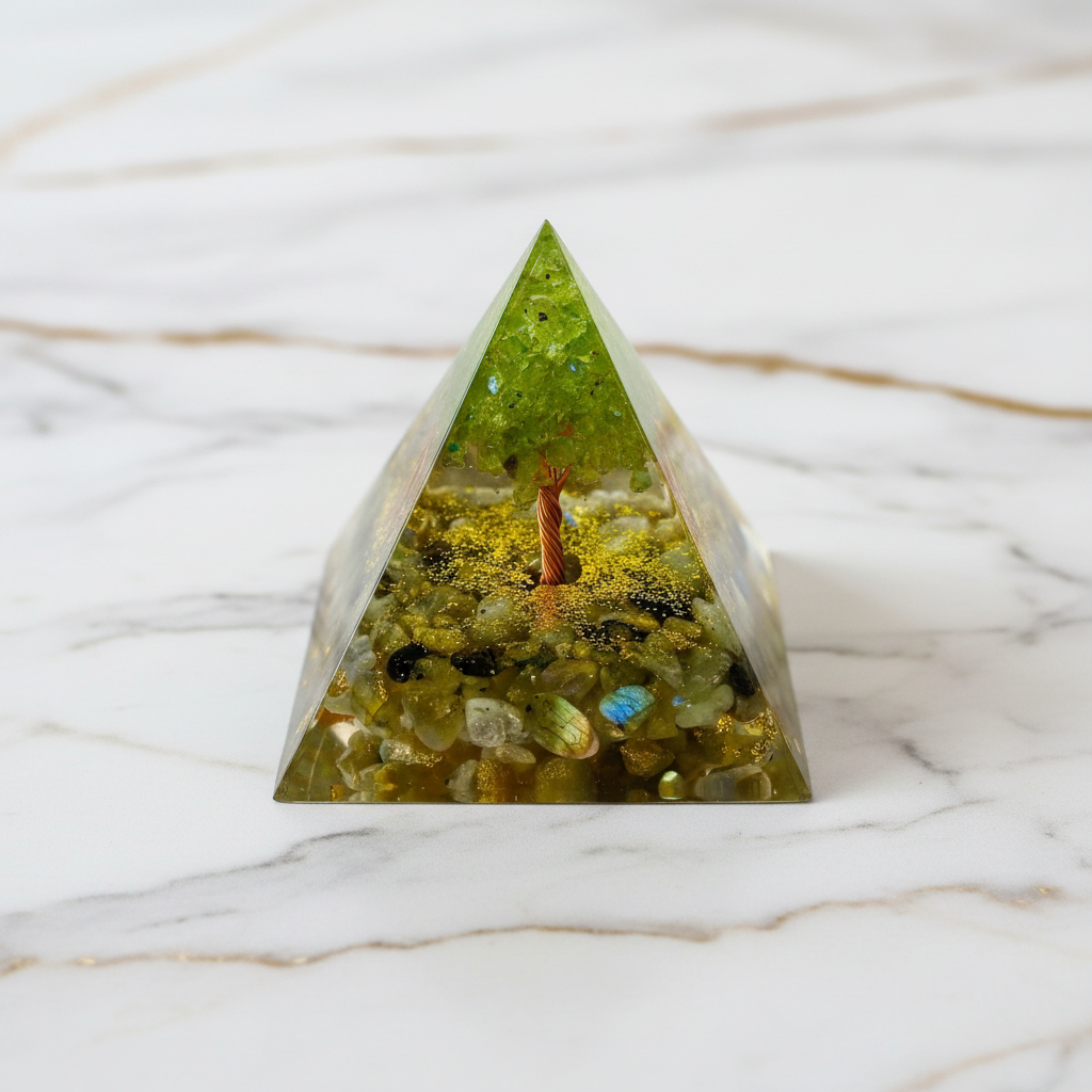 Orgonit Pyramide Labradorit - Leuchtender Baum CrystalScents