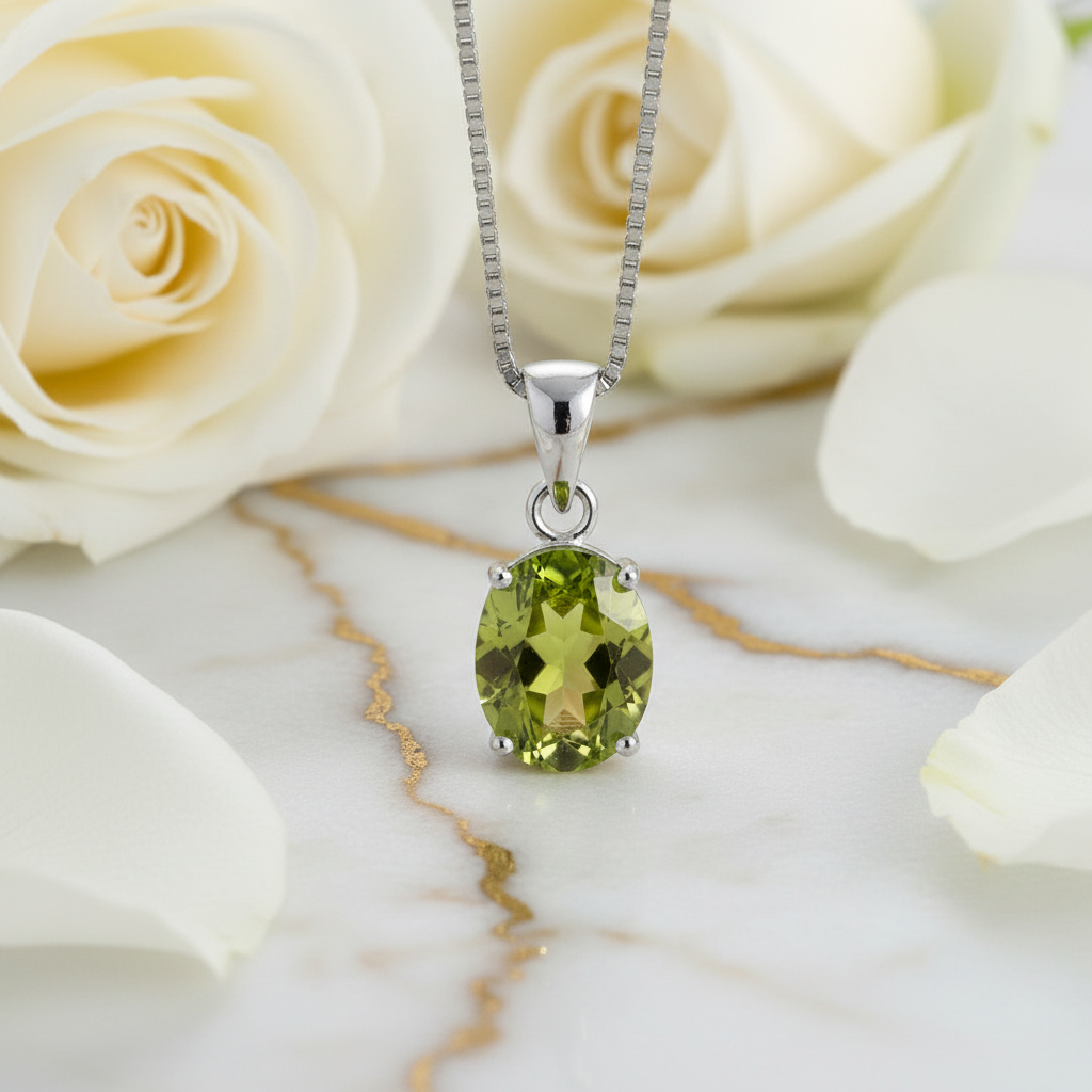 Peridot – Weiße Rosen Nahaufnahme
