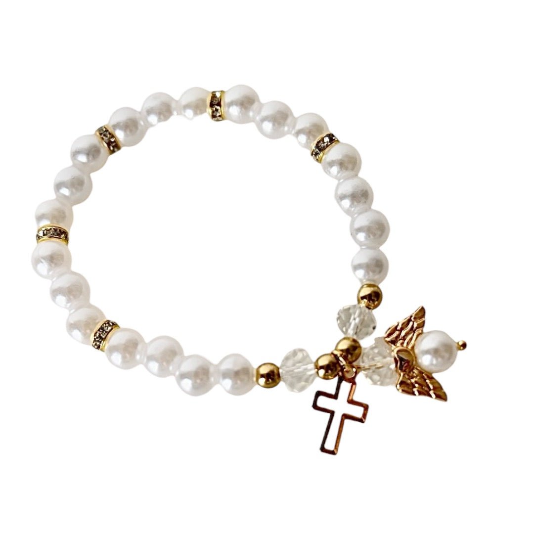 Perlenarmband mit Engel Gold - CrystalScents