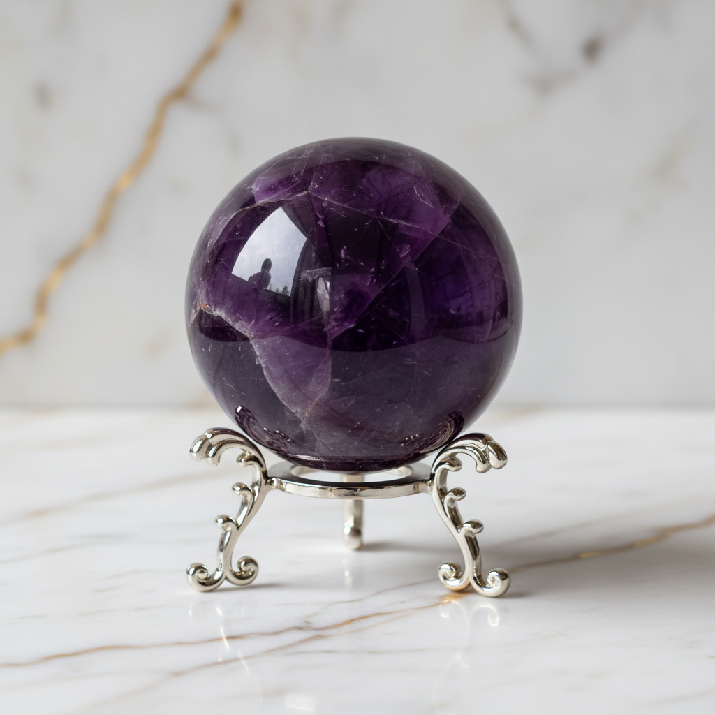 Premium Amethyst-Kugel mit Silber-Halter