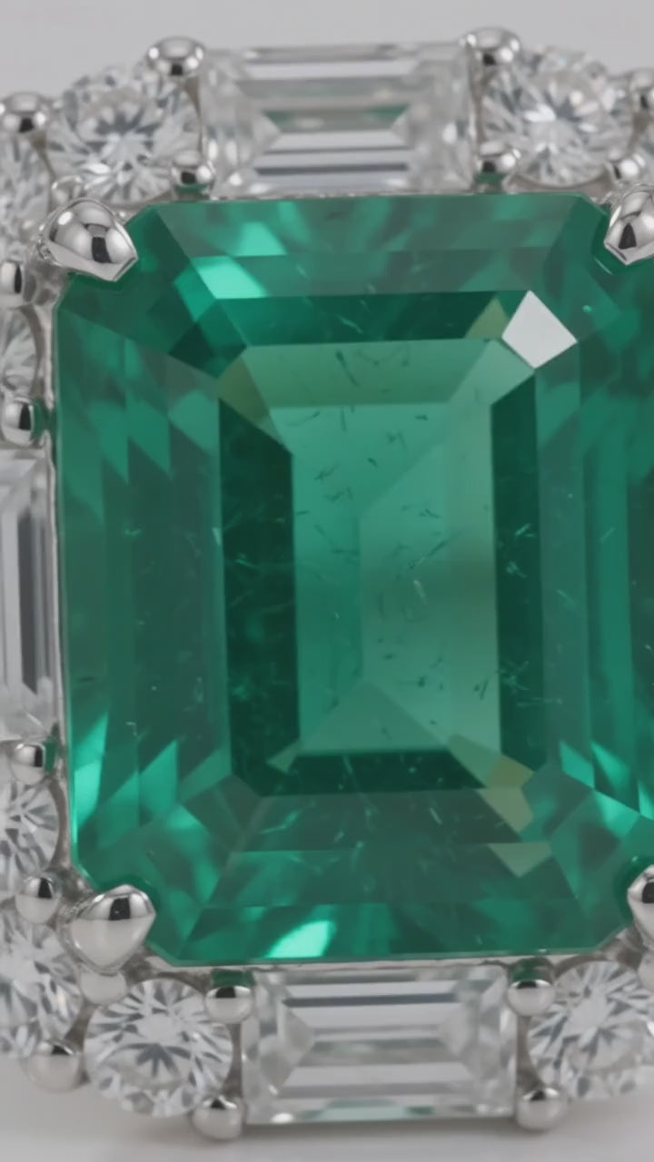 Smaragd Ring - Umrahmt in 925 echt Silber