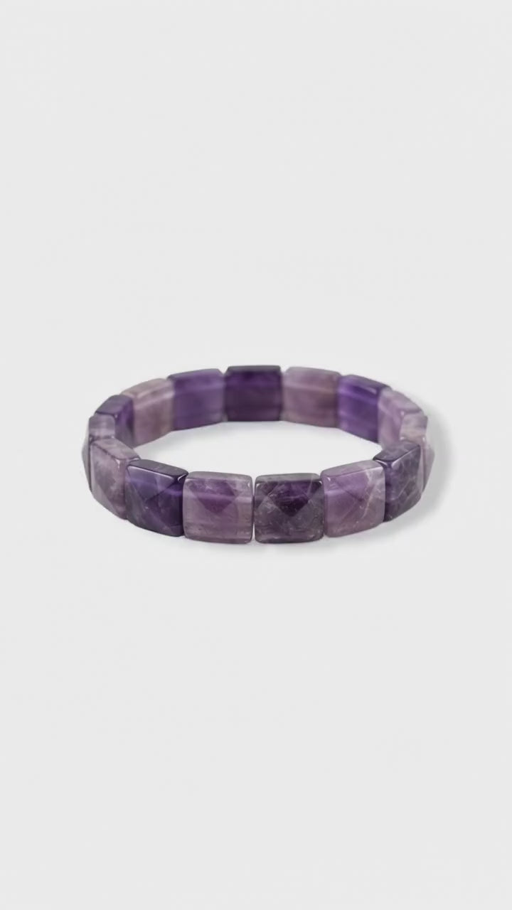 Amethyst Armband – quadratische Steine, innere Ruhe & Geschenk