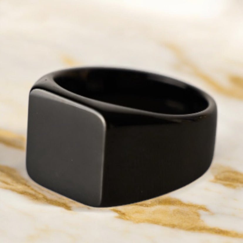 Quadratischer schwarzer Ring - CrystalScents